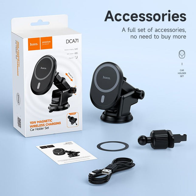 15W Super Magnetic All in 1 Wireless Charging Car Holder BL-BH201 - GR Phones
