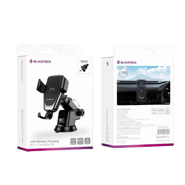 15W Wireless Charger All in 1 Car Holder Set - Black BL - DCA21 Plus - GR Phones