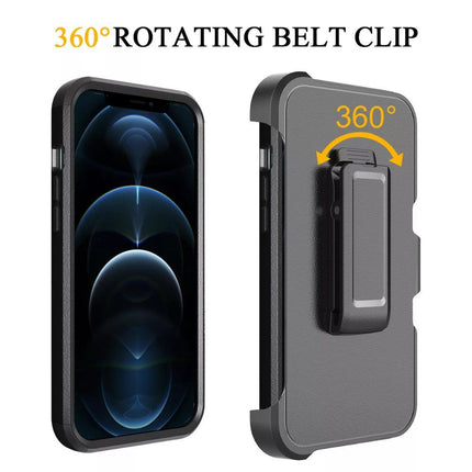3 in 1 Heavy Duty Adventurer Defender Hard Rugged Case With Clip For iPhone 11 - Black - GR Phones
