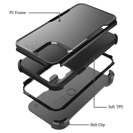 3 in 1 Heavy Duty Adventurer Defender Hard Rugged Case With Clip For iPhone 12/12 Pro - Black - GR Phones