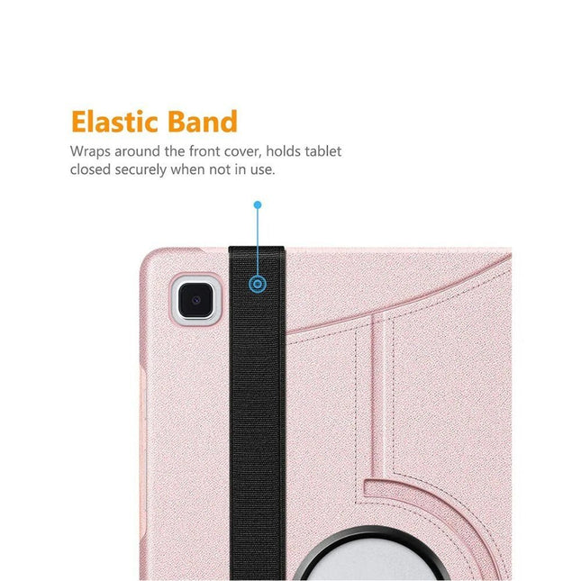 360 Rotative Leather Smart Case Cover For Galaxy Tab A9 Plus 11 (X210/ X215/ X216) - Rose Gold - GR Phones