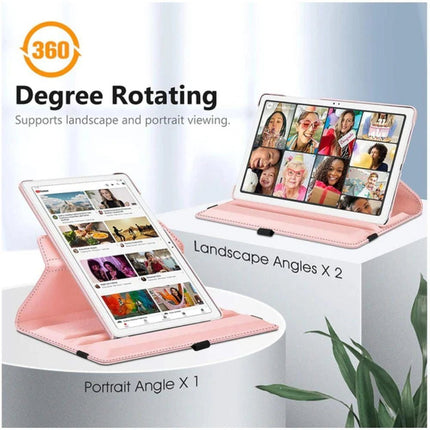 360 Rotative Leather Smart Case Cover For Galaxy Tab A9 Plus 11 (X210/ X215/ X216) - Rose Gold - GR Phones