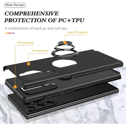 Magnetic Ring Stand Hybrid Case Cover For Galaxy A15 4G/ 5G-Black