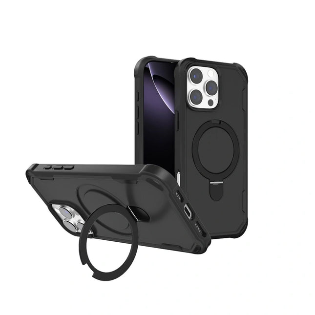 Military Rotative Ring Stand Armour Case for Galaxy S26 Plus- Black (Magsafe Compatible)