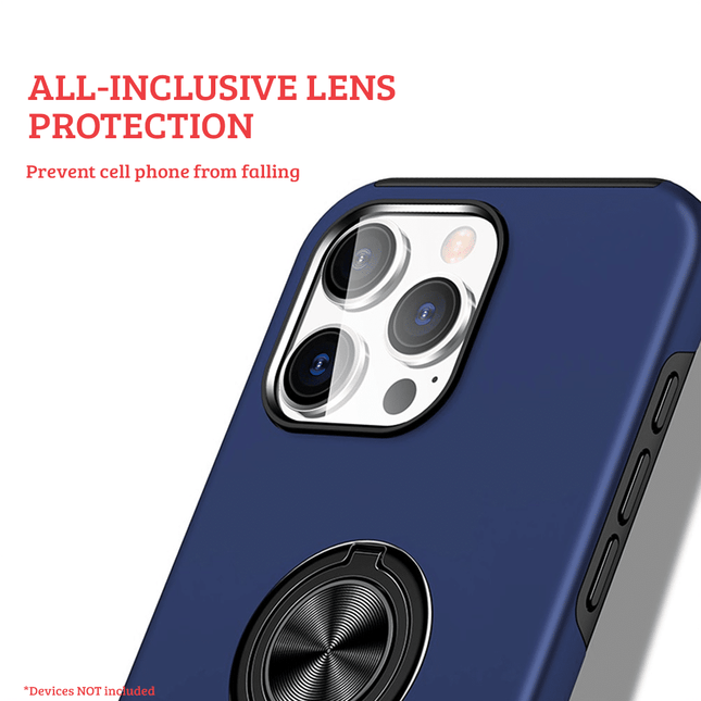 Magnetic Ring Stand Hybrid Case Cover For iPhone 16E / 17E - Black