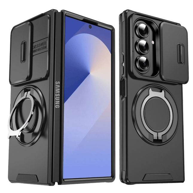 Armour Case Cover with Ring Stand for Galaxy Z Fold 7 - Black - GR Phones
