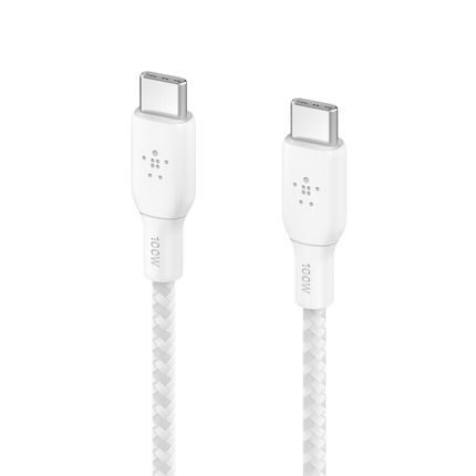 Belkin BoostCharge Braided 100W USB - C to USB - C Cable 2M - White - GR Phones