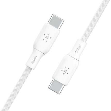 Belkin BoostCharge Braided 100W USB - C to USB - C Cable 2M - White - GR Phones
