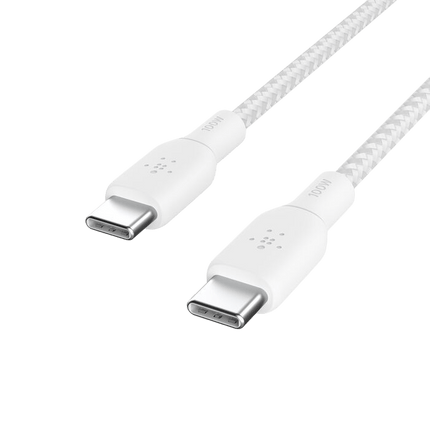 Belkin BoostCharge Braided 100W USB - C to USB - C Cable 2M - White - GR Phones