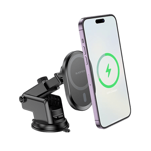 BLACKTECH 15W Super Magnetic All in 1 Wireless Charging Car Holder BL - BH201 - GR Phones