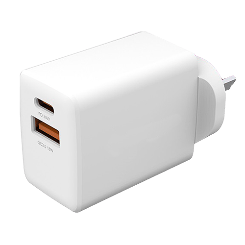 BLACKTECH Smart IC 30W Wall Charger Adaptor USB - C + USB - A BC03 - White - GR Phones