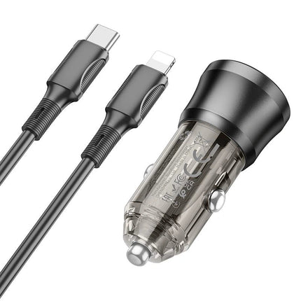 BOROFONE BZ24 Transparent 20W PD Car Charger with USB C to USB C - Black (Single Port) - GR Phones