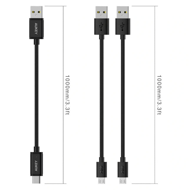 CB - TD1 USB 2.0 A TO USB C + Micro USB Qualcomm Quick Charge Cable (3 Pack) - GR Phones