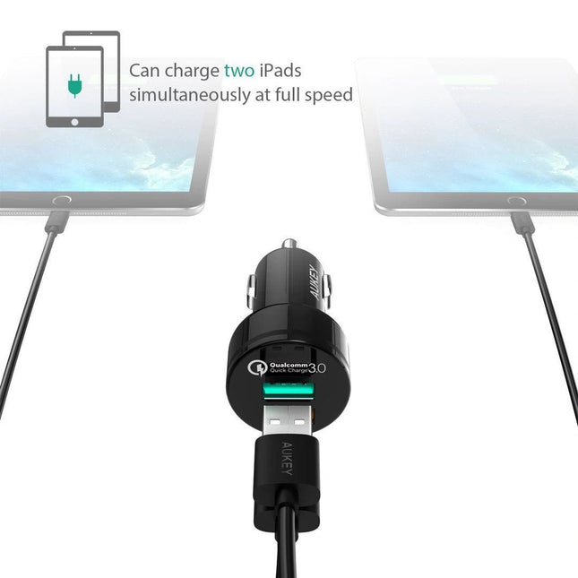 CC - T7 36W Qualcomm Quick Charge 3.0 Dual USB Car Charger - GR Phones