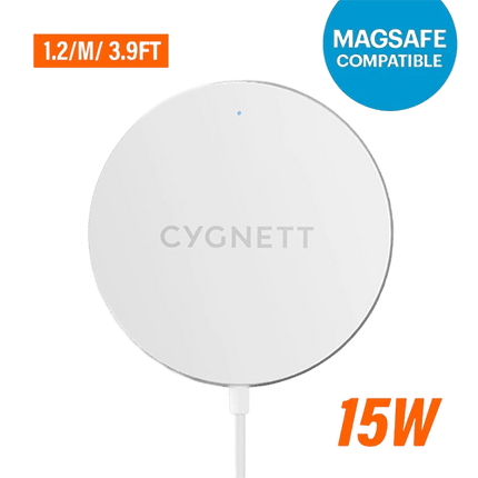 Cygnett 15W Magnetic Wireless Charging Cable - White 1.2M - GR Phones