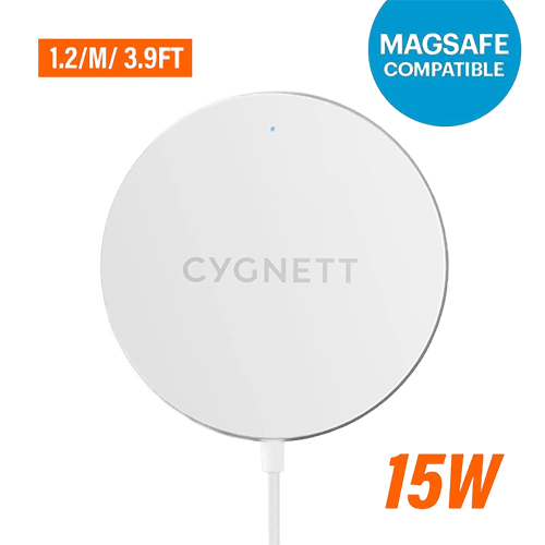 Cygnett 15W Magnetic Wireless Charging Cable - White 1.2M - GR Phones