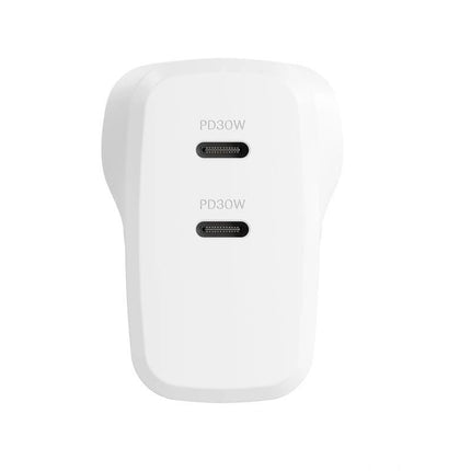 Cygnett PowerPlus 60W (30W x2) Dual Port USB - C PD Travel - Ready Fast Wall Charger - White - GR Phones