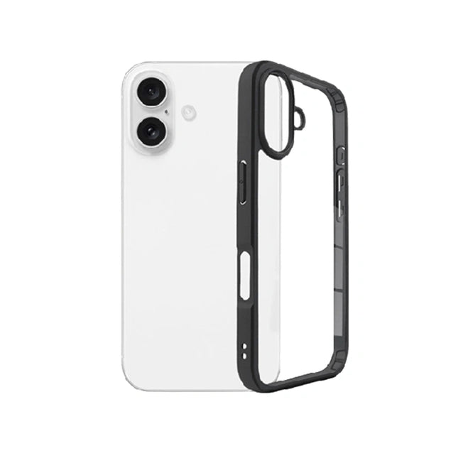 Hybrid Transparent Case with Metal Camera frame for iPhone 16 Plus - Black