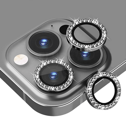 Diamond Camera Lens Cover Protector for iPhone 13 Pro/ 13 Pro Max - Black - GR Phones