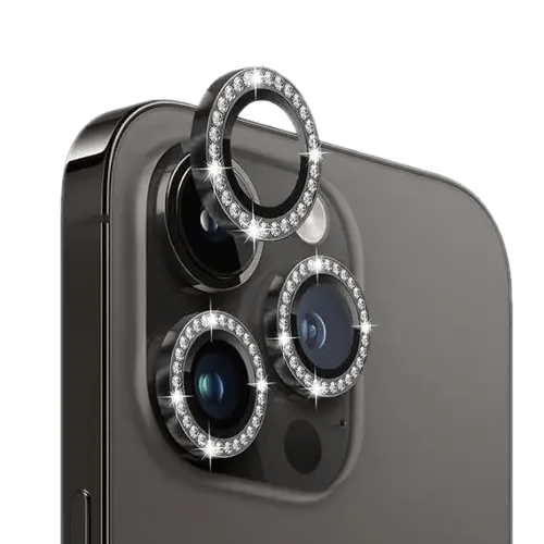 Diamond Camera Lens Cover Protector for iPhone 13 Pro/ 13 Pro Max - Black - GR Phones
