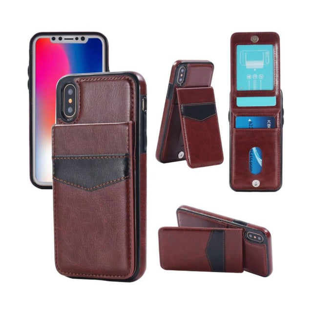 Duo - layer Cardslot Protection Case Cover for iPhone X/ XS - Brown - GR Phones
