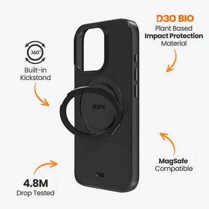 EFM: Alta Case with D3O Bio Suits Case for iPhone 16 Pro Max - Black - GR Phones