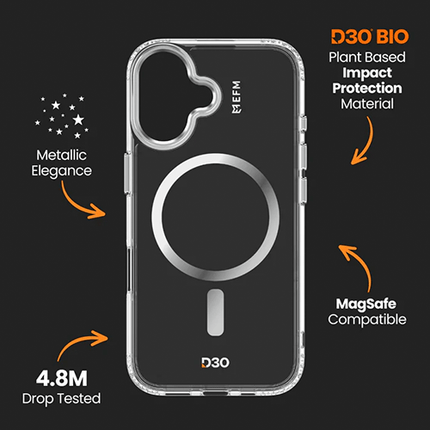 EFM: Volta Case with D3O Bio Suits for iPhone 16 - Clear - GR Phones