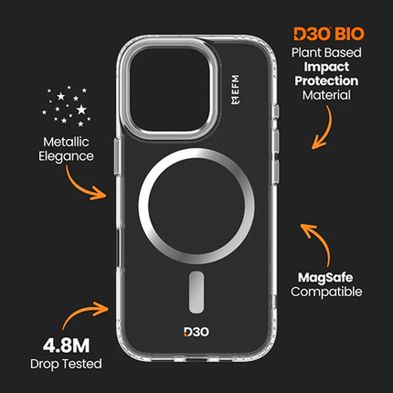EFM: Volta Case with D3O Bio Suits for iPhone 16 Pro - Clear - GR Phones