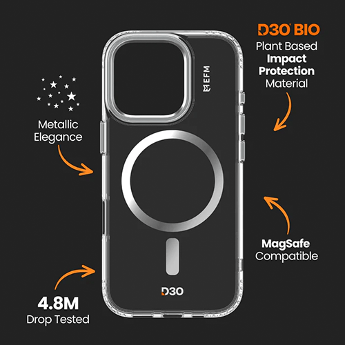 EFM: Volta Case with D3O Bio Suits for iPhone 16 Pro - Clear - GR Phones