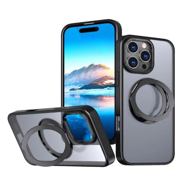 Flex Wave Rotative Magnetic Ring Stand Case Cover for Galaxy S24 Ultra - Black - GR Phones