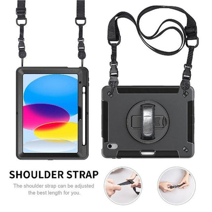 Generic Rugged Apple iPad (A16) / iPad (10.9') (10th Gen) Case Black - Built - in - Kickstand, Adjustable Hand Strap, Pen Holder, DropProof, ShockProof - GR Phones