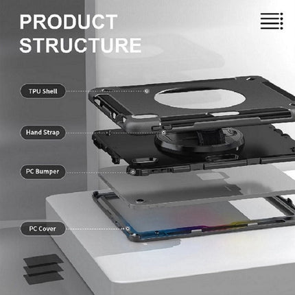 Generic Rugged Apple iPad (A16) / iPad (10.9') (10th Gen) Case Black - Built - in - Kickstand, Adjustable Hand Strap, Pen Holder, DropProof, ShockProof - GR Phones