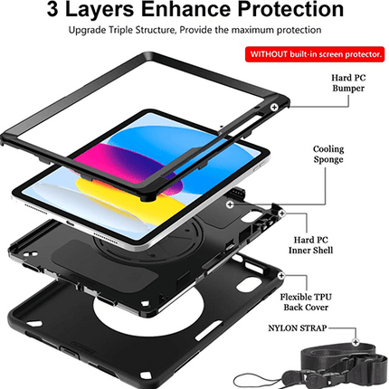 Generic Rugged Apple iPad Air (9.7') (2nd/1st Gen) / iPad (6th/5th Gen) /iPad Pro (9.7') Case Black - Built - in - Kickstand, DropProof, ShockProof - GR Phones