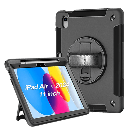 Generic Rugged Apple iPad Air M2 (11") (6th Gen)/ iPad Air (10.9") (5th/4th Gen)/ iPad Pro (11") (6th/5th/4th/3rd Gen) Case Black - Built - in - Kickstand - GR Phones