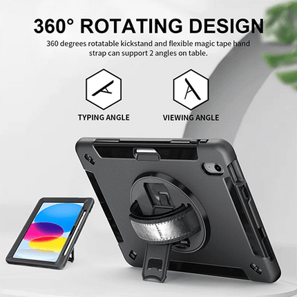 Generic Rugged Apple iPad Air M2 (11") (6th Gen)/ iPad Air (10.9") (5th/4th Gen)/ iPad Pro (11") (6th/5th/4th/3rd Gen) Case Black - Built - in - Kickstand - GR Phones