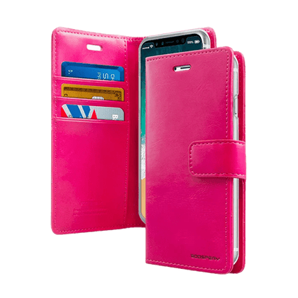 Goospery Mercury Blue Moon Diary Leather Case Cover For Galaxy S22 Plus - Hot Pink - GR Phones