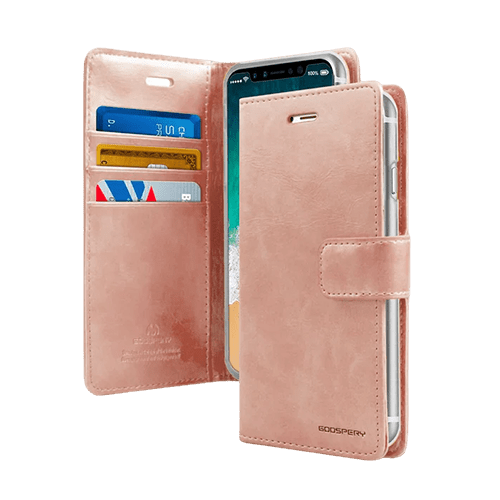 Goospery Mercury Blue Moon Diary Leather Case Cover For Galaxy S22 - Rose Gold - GR Phones