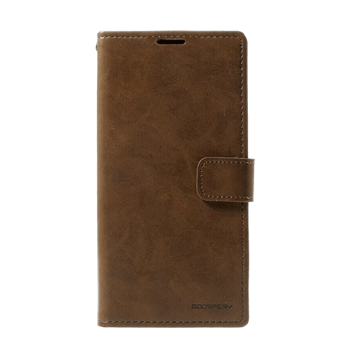 Goospery Mercury Blue Moon Diary Leather Case Cover For Galaxy S22 Ultra - Brown - GR Phones