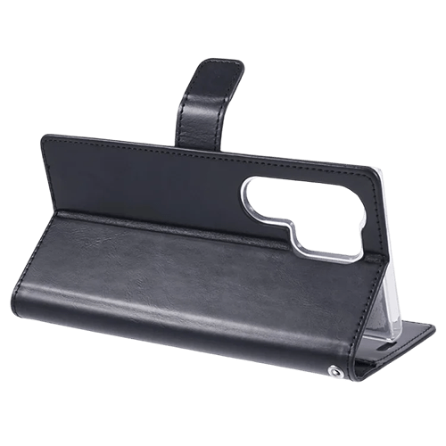 Goospery Mercury Blue Moon Diary Leather Case Cover For Galaxy S23 - Black - GR Phones