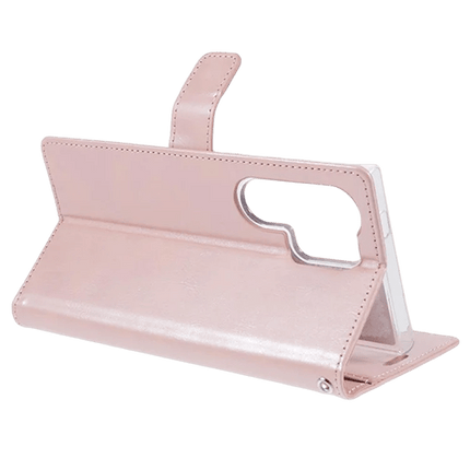 Goospery Mercury Blue Moon Diary Leather Case Cover For Galaxy S23 Plus - Rose Gold - GR Phones