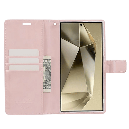 Goospery Mercury Blue Moon Diary Leather Case Cover For Galaxy S23 Plus - Rose Gold - GR Phones