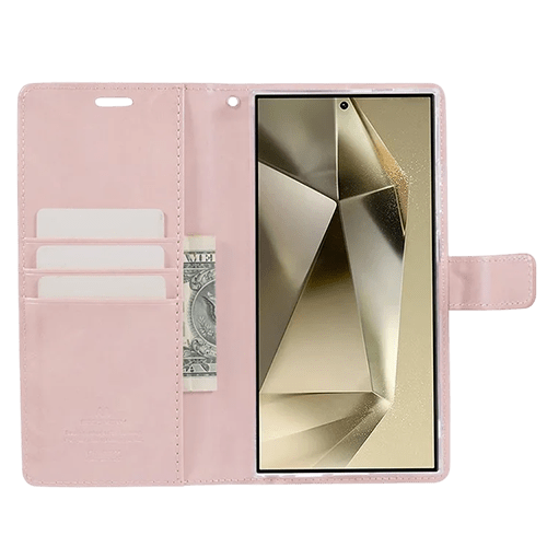 Goospery Mercury Blue Moon Diary Leather Case Cover For Galaxy S23 - Rose Gold - GR Phones