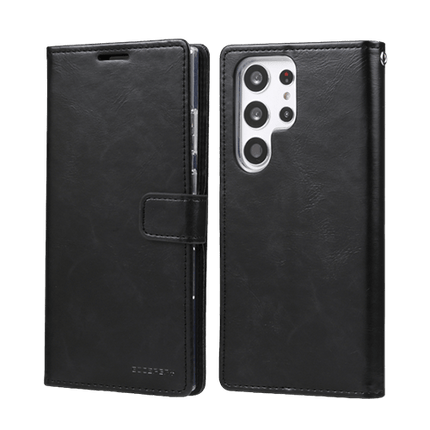 Goospery Mercury Blue Moon Diary Leather Case Cover For Galaxy S23 Ultra - Black - GR Phones