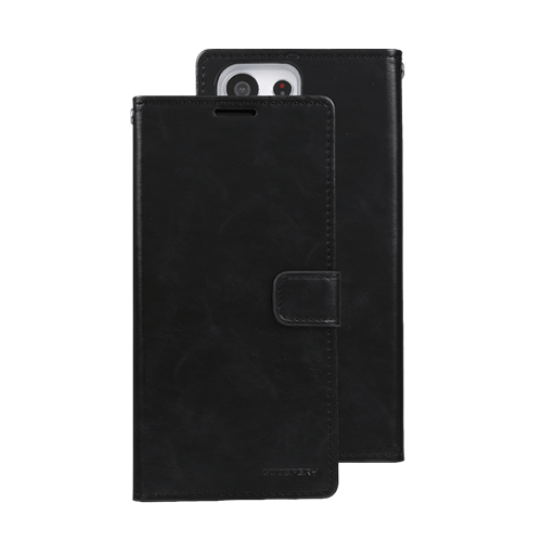 Goospery Mercury Blue Moon Diary Leather Case Cover For Galaxy S23 Ultra - Black - GR Phones