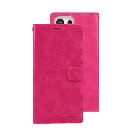 Goospery Mercury Blue Moon Diary Leather Case Cover For Galaxy S23 Ultra - Hot Pink - GR Phones