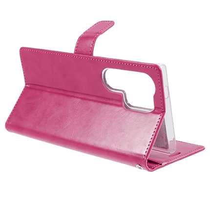 Goospery Mercury Blue Moon Diary Leather Case Cover For Galaxy S23 Ultra - Hot Pink - GR Phones