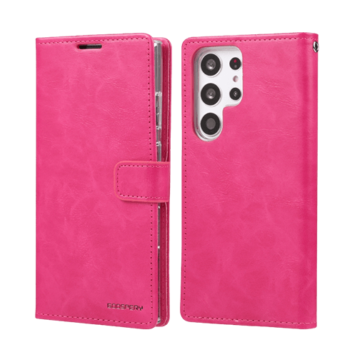Goospery Mercury Blue Moon Diary Leather Case Cover For Galaxy S23 Ultra - Hot Pink - GR Phones