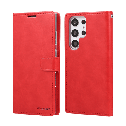 Goospery Mercury Blue Moon Diary Leather Case Cover For Galaxy S23 Ultra - Red - GR Phones