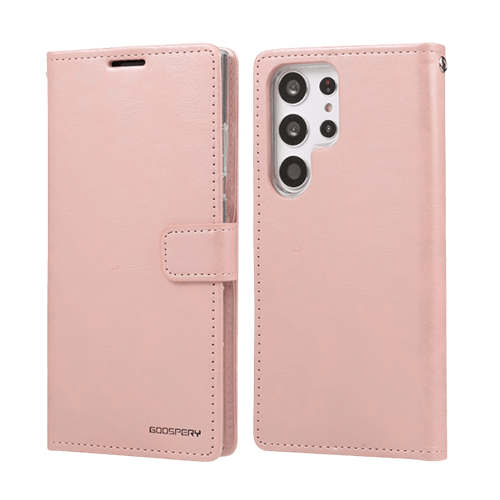 Goospery Mercury Blue Moon Diary Leather Case Cover For Galaxy S23 Ultra - Rose Gold - GR Phones