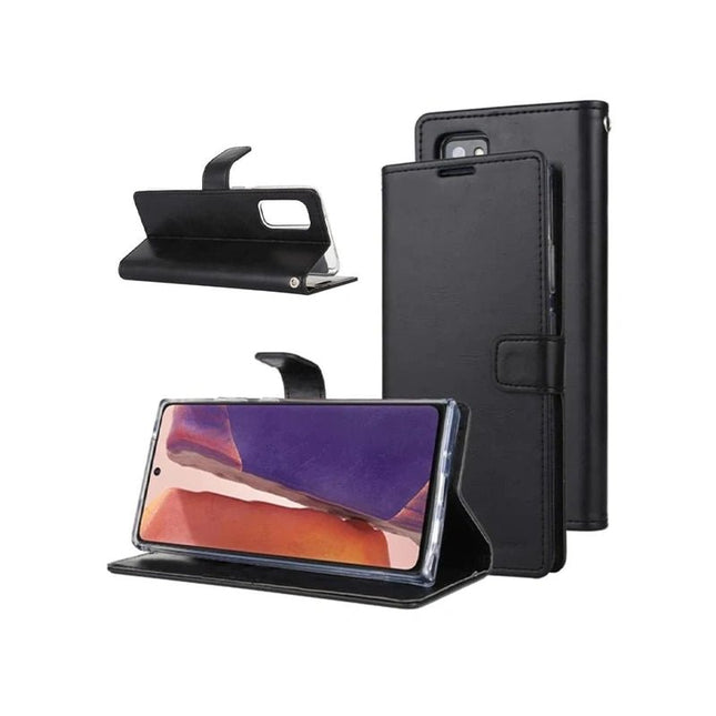 Goospery Mercury Blue Moon Diary Leather Case Cover For Galaxy S24 Plus / S25 Plus - Black - GR Phones